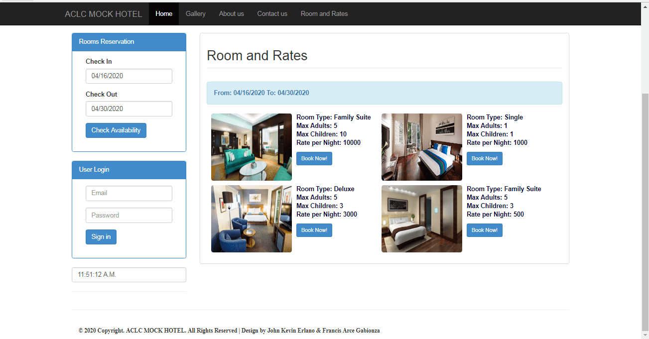 Tarifs des chambres et informations sur le système de réservation d'hôtel