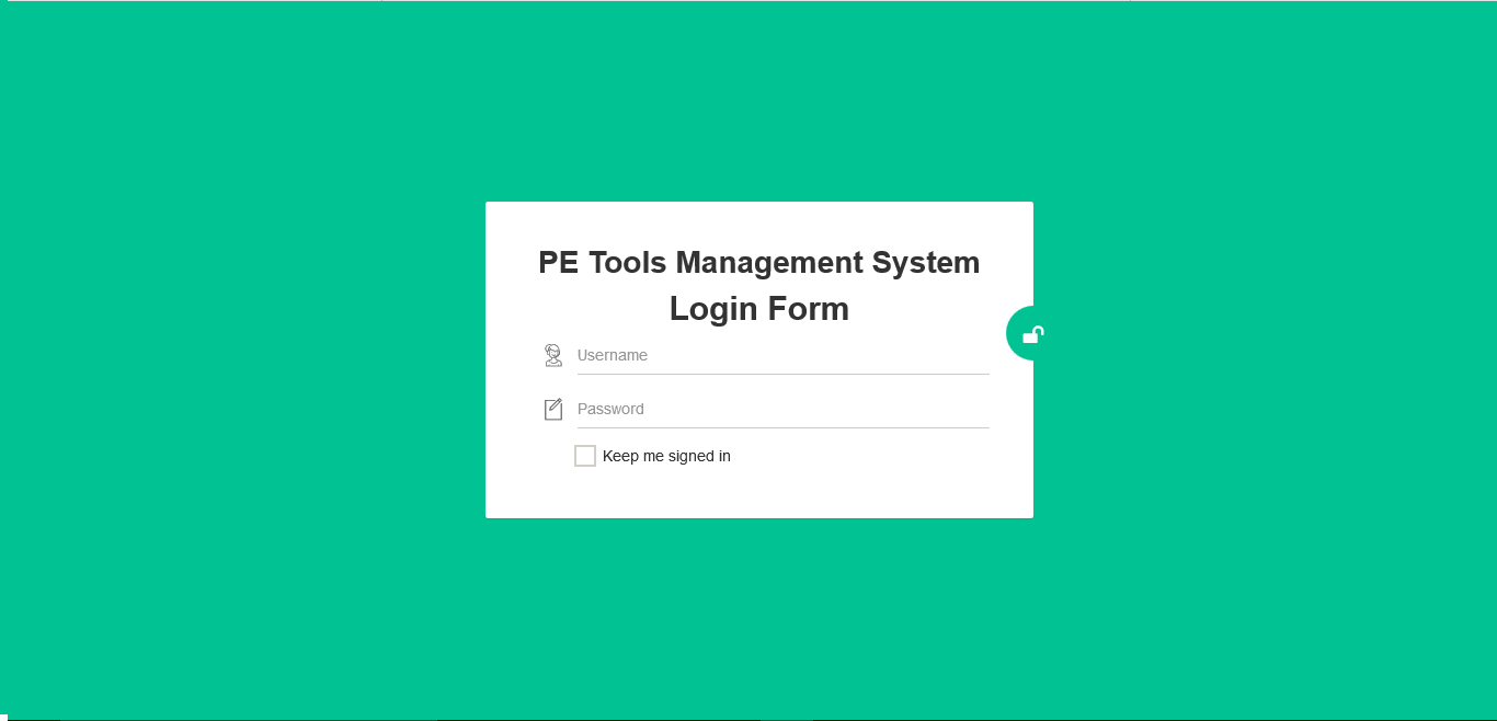 Formulaire de connexion au système de gestion des outils PE