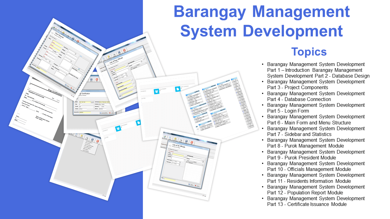Développement du système de gestion de Barangay Partie 1 - Introduction