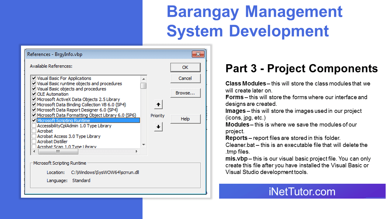 Développement du système de gestion de Barangay, partie 3 - Composantes du projet