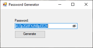 Générateur de mot de passe dans la sortie finale de VB.Net