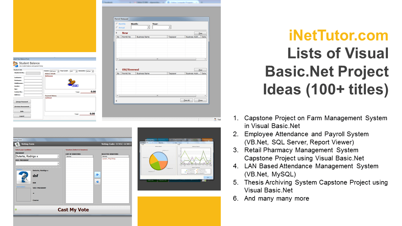 Listes mises à jour des idées de projets Visual Basic.Net