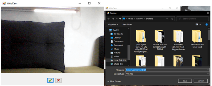 Capture de webcam dans le code source et didacticiel VB.NET - Sortie finale