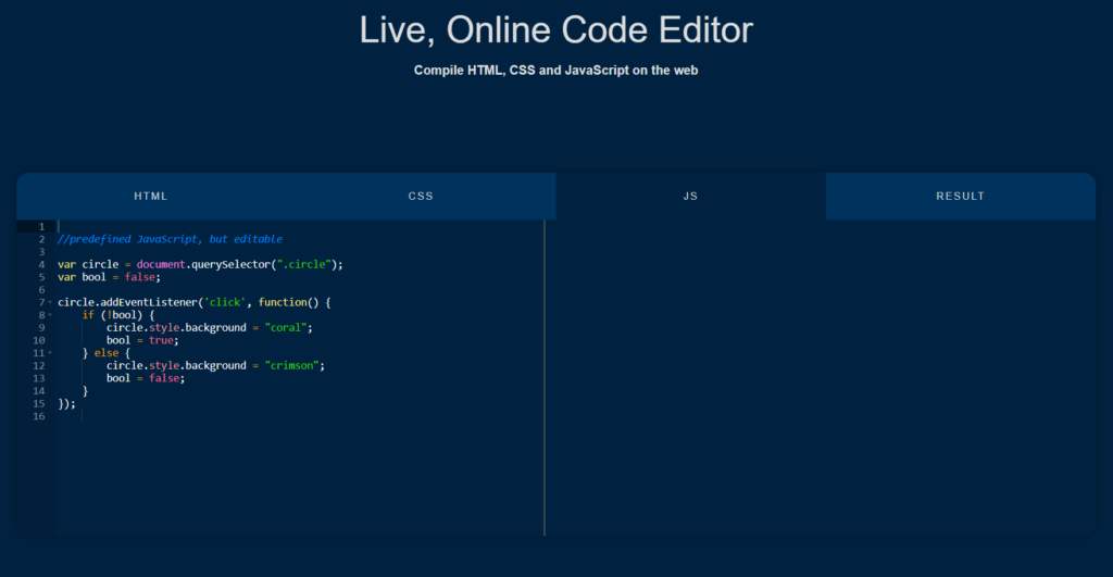 Éditeur de code en direct en JavaScript avec code source  Que des Projet