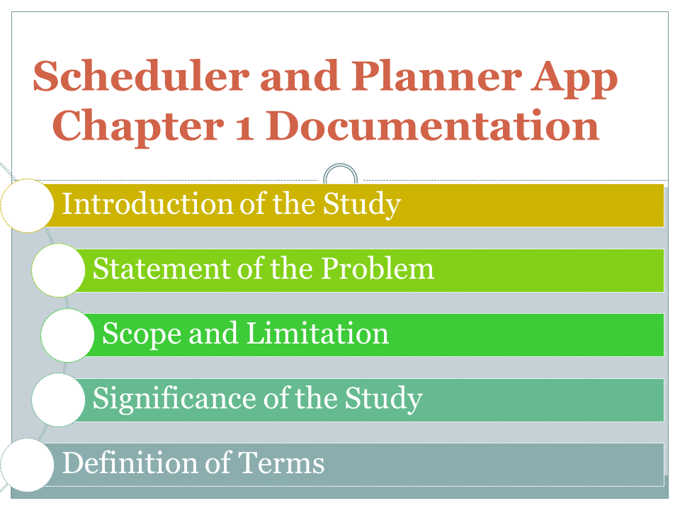 Documentation du chapitre 1 de l'application Scheduler and Planner