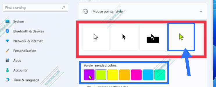 Changer la couleur du pointeur de la souris sous Windows 11