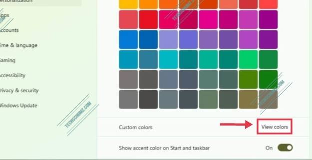 Sélectionnez une couleur personnalisée pour Windows 11