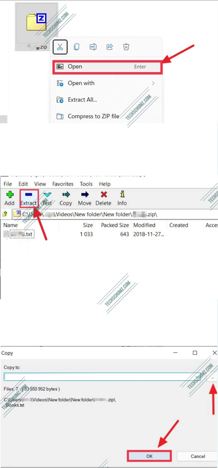 Extraire des fichiers sur Windows 11 à l'aide de l'application 7 Zip