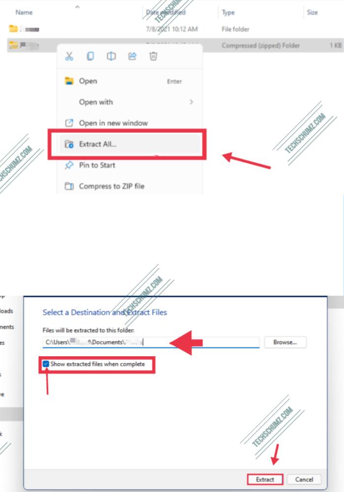 Décompressez les fichiers et dossiers sous Windows 11 via le menu contextuel du clic droit