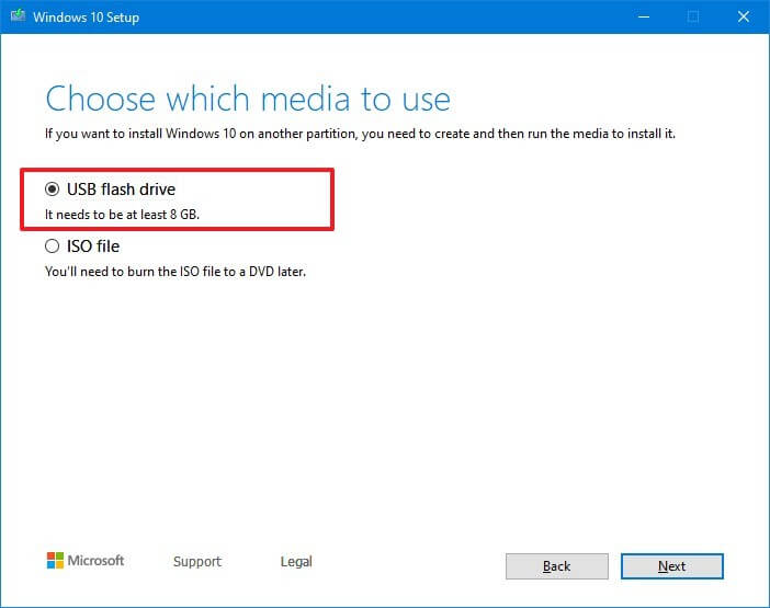 L'outil de création de médias crée une clé USB Windows 10