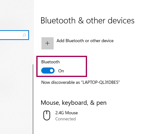 Activer Bluetooth via l'application Paramètres