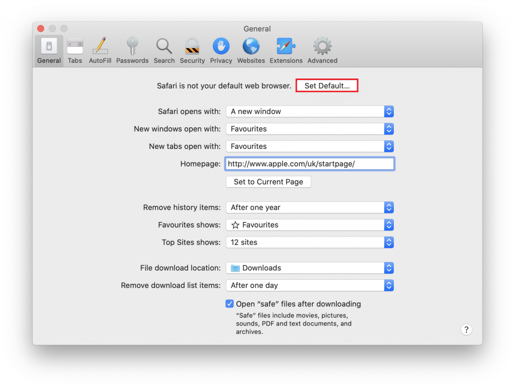 Définir Safari comme navigateur par défaut sur Mac 