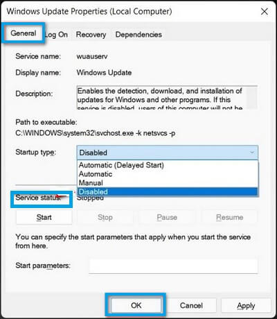 Désactiver le service de mise à jour de Windows 11