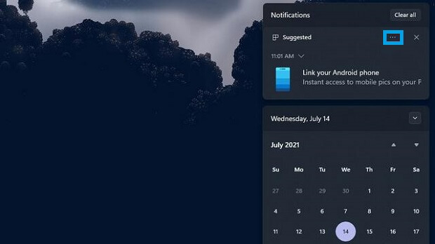 Désactiver les notifications Windows 11 à partir de la barre de notification 