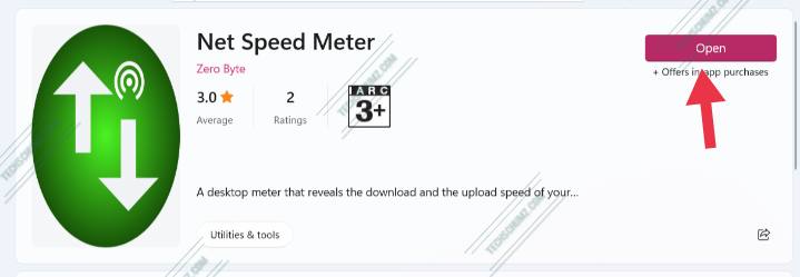 Ouvrez l'application Net Speed ​​Meter