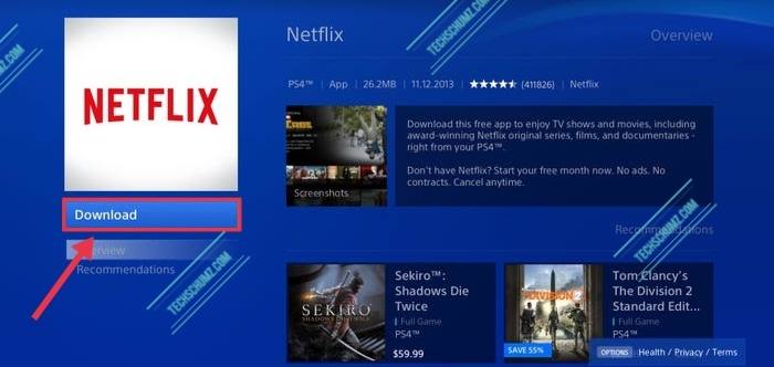 Cliquez sur Télécharger pour obtenir Netflix sur PlayStation 5