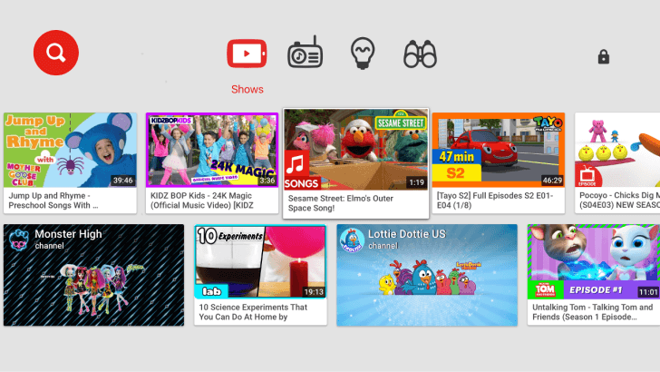 Youtube Kids sur Android TV