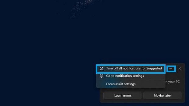 Désactiver les notifications Windows 11 à partir de la barre de notification 