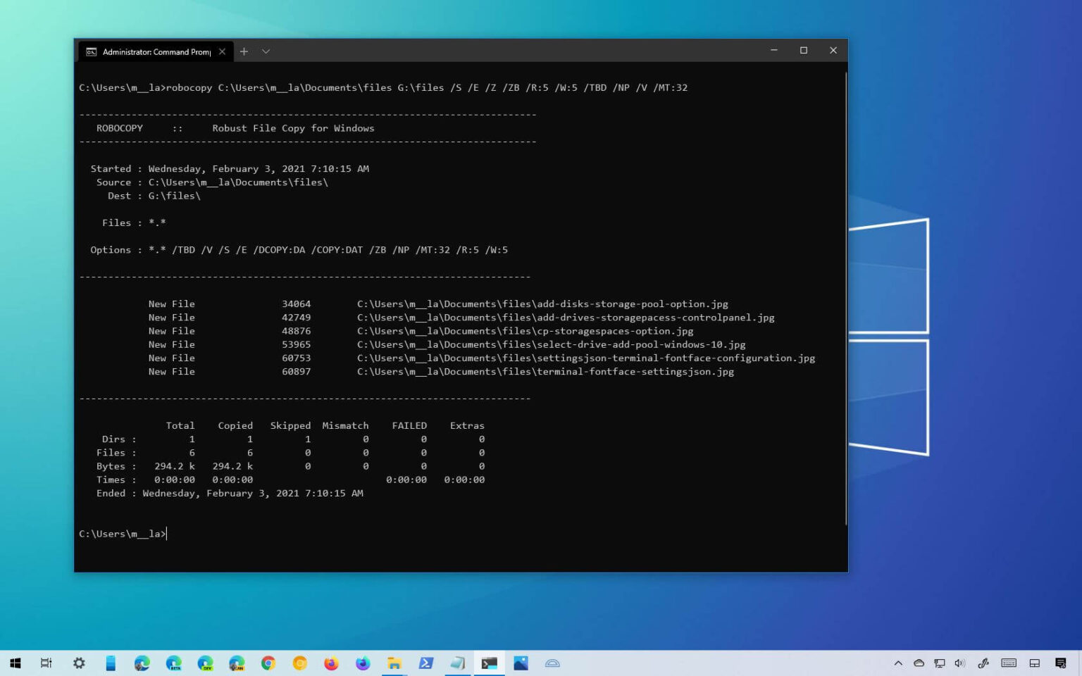 Code Retour Robocopy Windows 10 – FWTAH