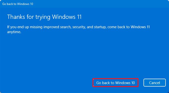 Désinstaller Windows 11 pour revenir à 10