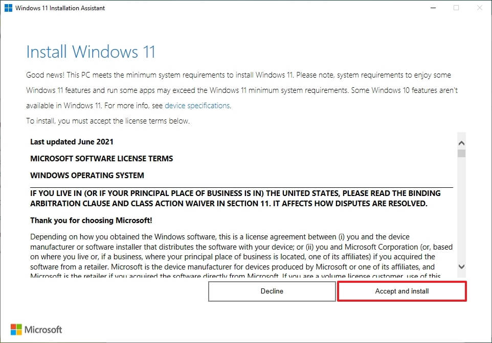 Assistant d'installation de Windows 11