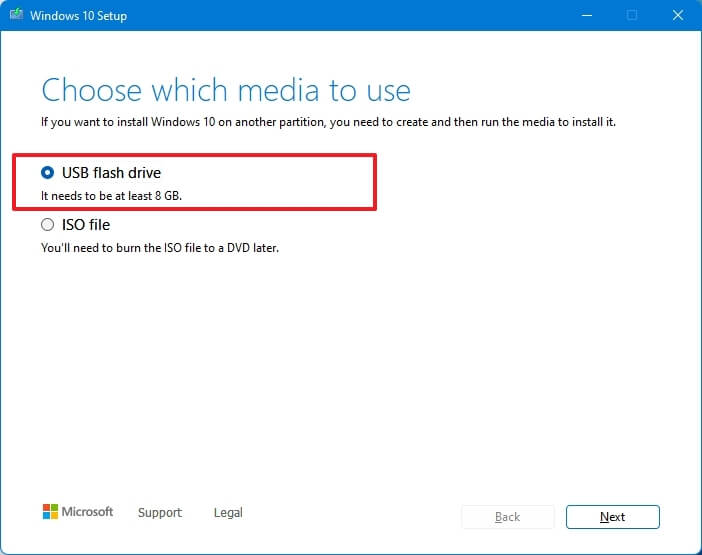 Option clé USB Windows 11
