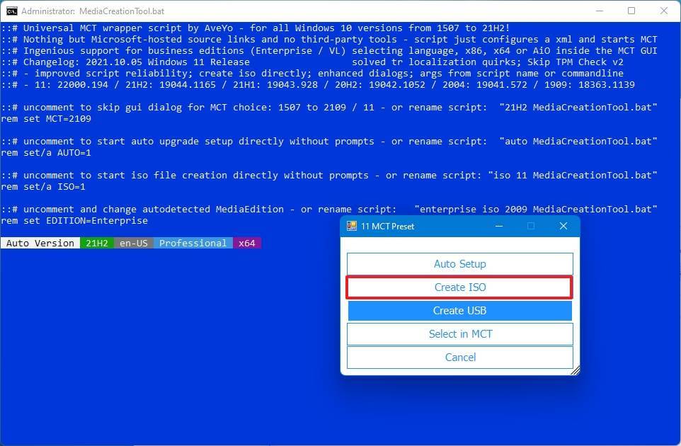 Créer un fichier ISO Windows 11
