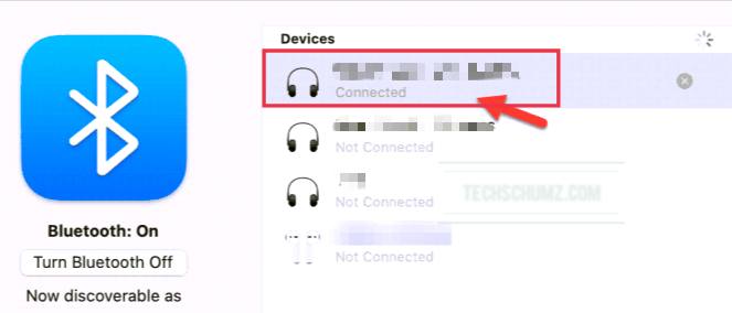 Écouteurs TOZO connectés au Mac