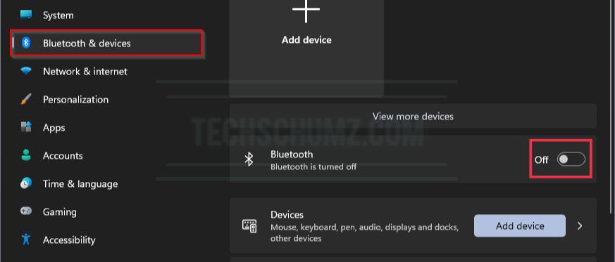 Activer Bluetooth à partir des paramètres Windows
