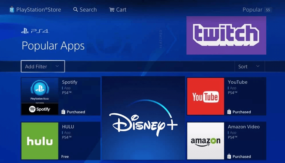 Sélectionnez l'application Hulu sur PS4