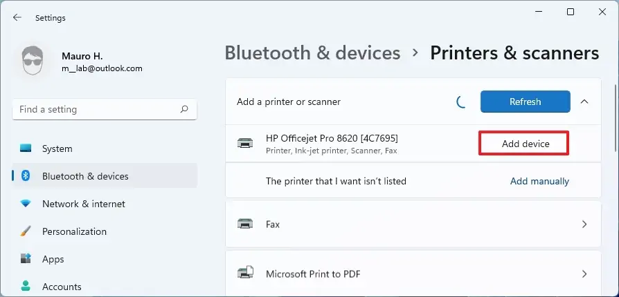 Installer l'imprimante sur Windows 11 sans fil