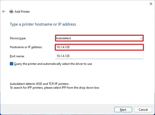 Connecter l'imprimante réseau sous Windows 11
