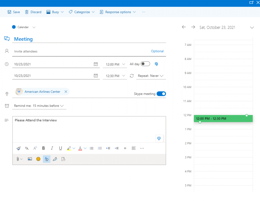 Ajouter une réunion Skype dans Outlook Web