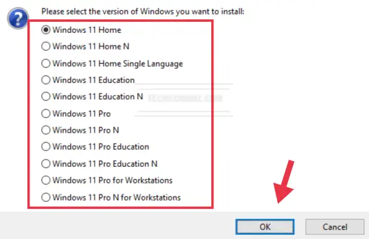 Sélectionnez la version Windows