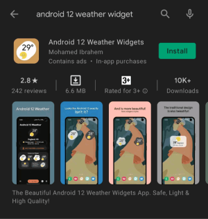 Obtenez les widgets météo Android 12 sur les téléphones Android