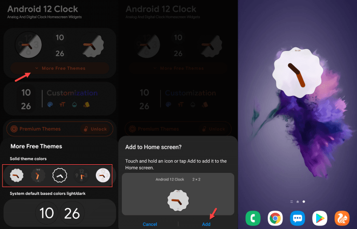 Obtenez les widgets d'horloge Android 12