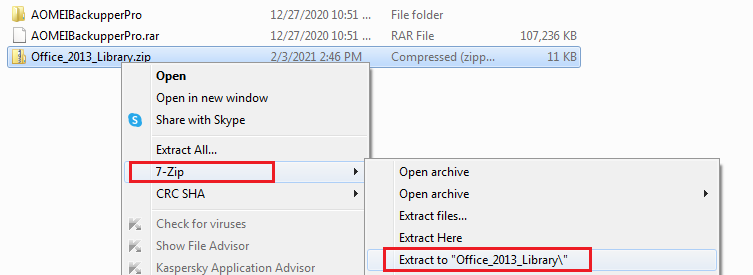 extraire la bibliothèque de fichiers de licence Office 2013