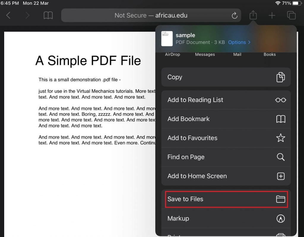 Comment enregistrer un PDF sur iPad 