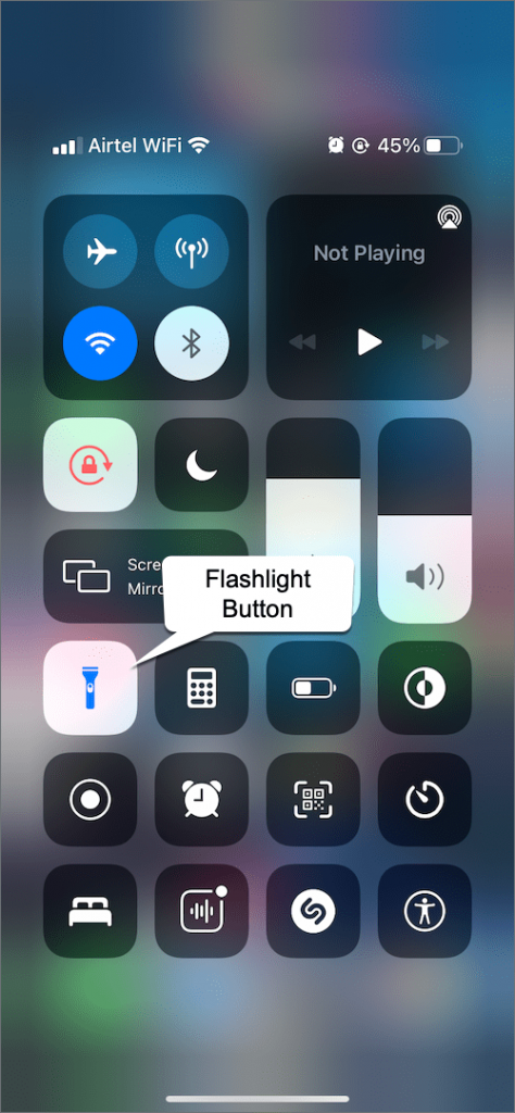 Éteindre la lampe de poche à partir du centre de contrôle de l'iPhone 12