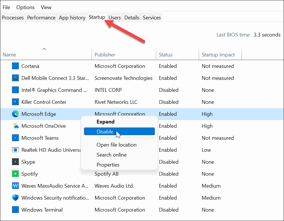 désactiver le gestionnaire de tâches des applications de démarrage Windows 11