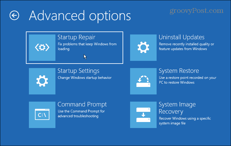 Options avancées Windows 11