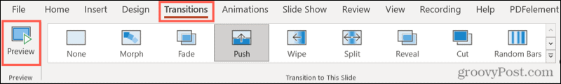 Aperçu des transitions dans PowerPoint
