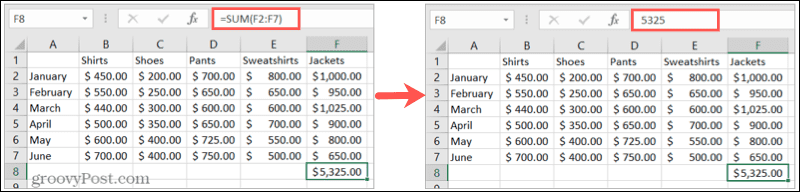 Formule remplacée par le résultat dans Excel