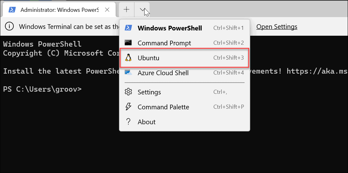 Ubuntu de PowerShell
