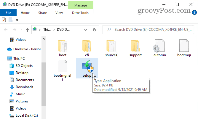 Fichier d'installation de Windows 11
