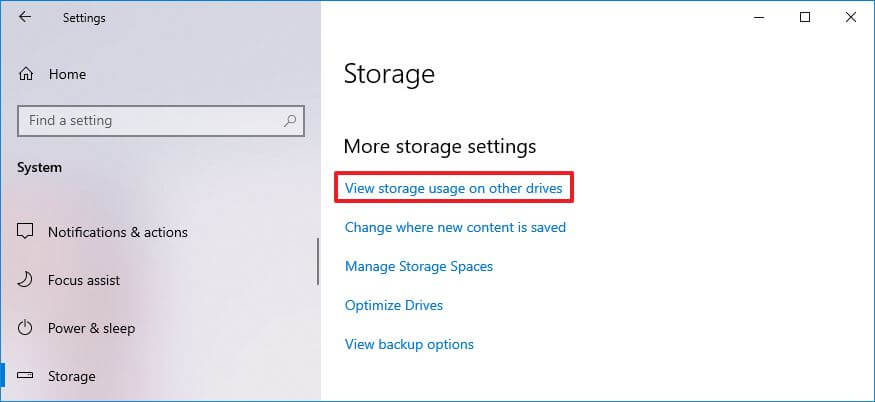 Utilisation du stockage Windows 10 pour d'autres pilotes
