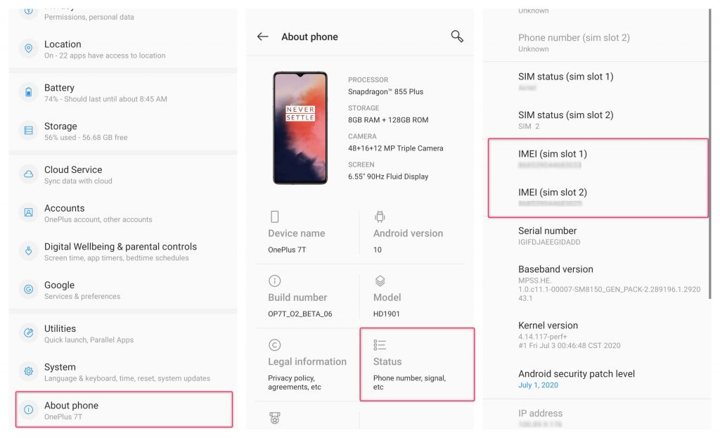 Trouver IMEI sur Android
