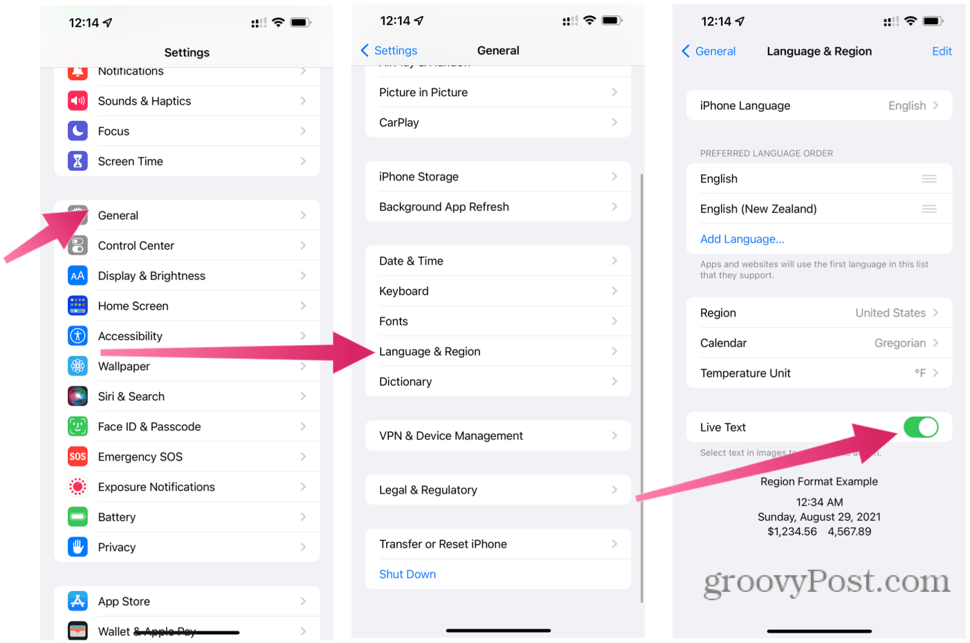 langue de texte en direct