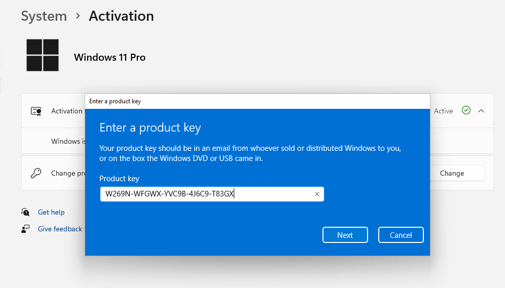 Clé de produit Windows 11 Pro gratuite