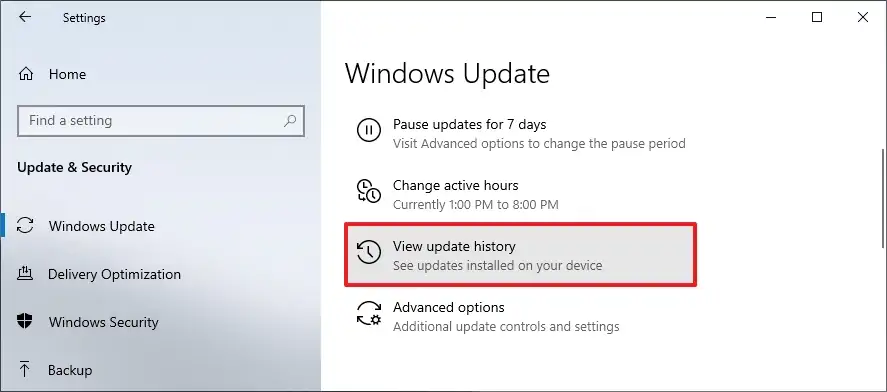 Historique des mises à jour de Windows 10